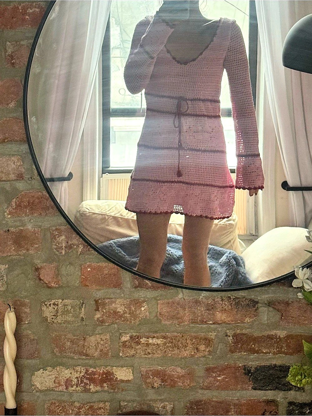 SAYLOR Stephanie Dress Crochet Mini Dress Pink XS